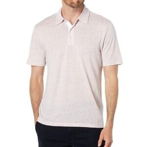 Vince Linen Short Sleeve Polo in Rosewater